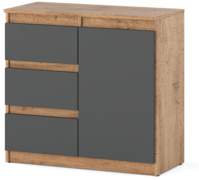 Komoda Młodzieżowa Agnes Z 3 Szufladami Nowoczesna Salon 80cm Wotan Szara