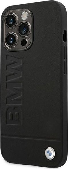 BMW Etui BMW do iPhone 14 Pro 6,1" czarny/black Leather Stamp