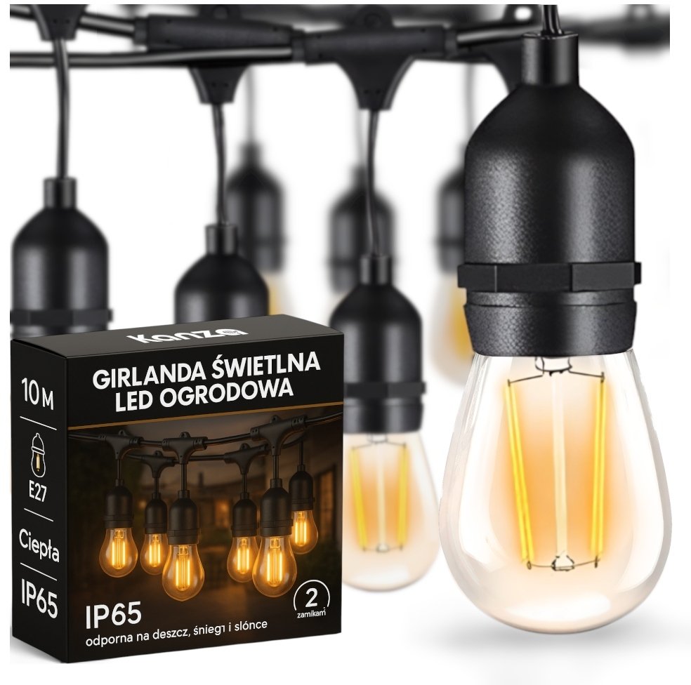 GIRLANDA OGRODOWA LED 10M 10X E27 KANZA