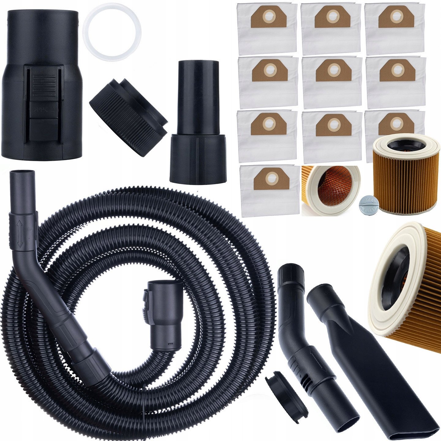 ZESTAW 10XWORKI FILTR DO ODKURZACZA KARCHER SE4001 WD3+WĄŻ SSĄCY WD2 WD6 4M