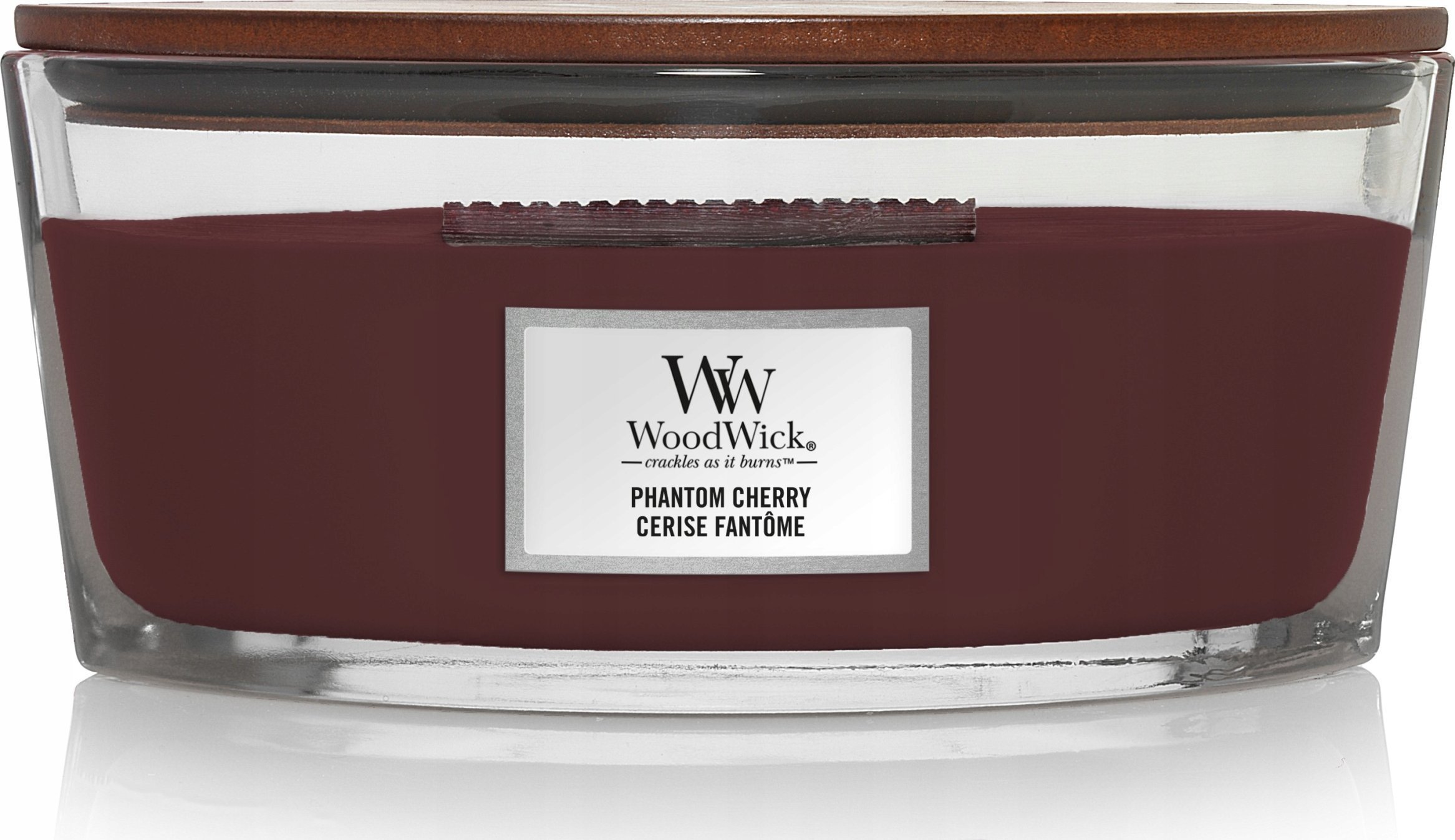 WoodWick WoodWick Phantom Cherry świeca Elipsa Bursztyn, Drewno kaszmirowe, Wiśnia (owoc), Wanilia Bordowy 1 szt.