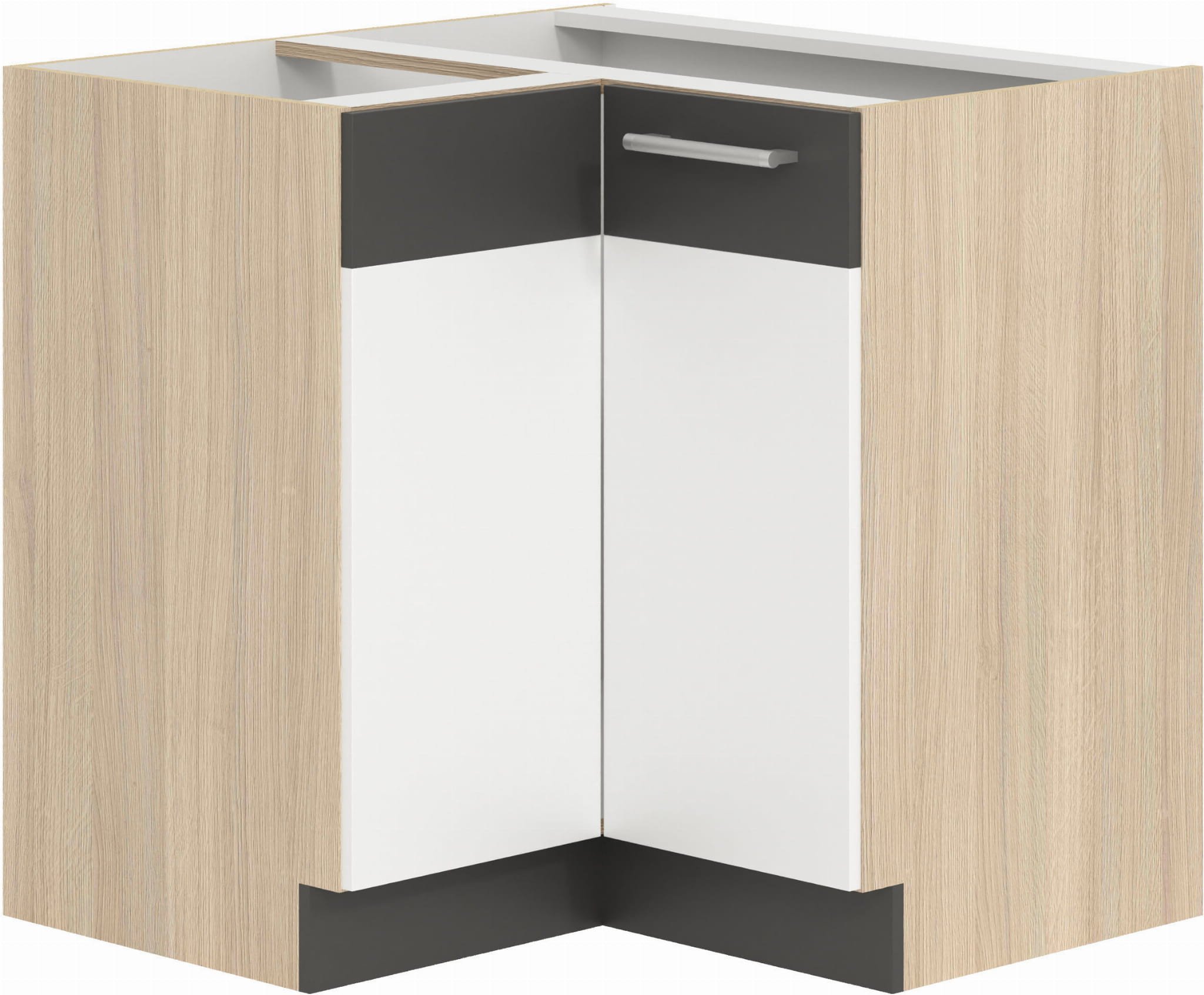 Szafka dolna narożna kuchenna stojąca MODENA MD21/D90NW biały połysk / grafit