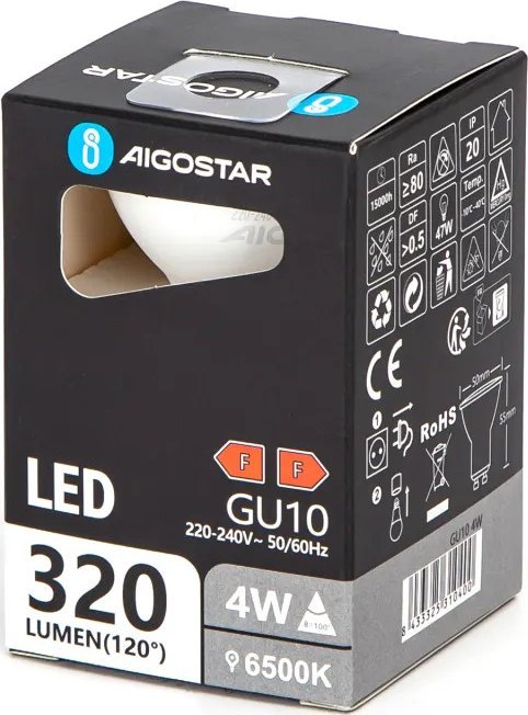 Aigostar Żarówka reflektorek biała zimna LED GU10 4W 6500K zimna Żarówka reflektorek biała zimna LED GU10 4W 6500K
