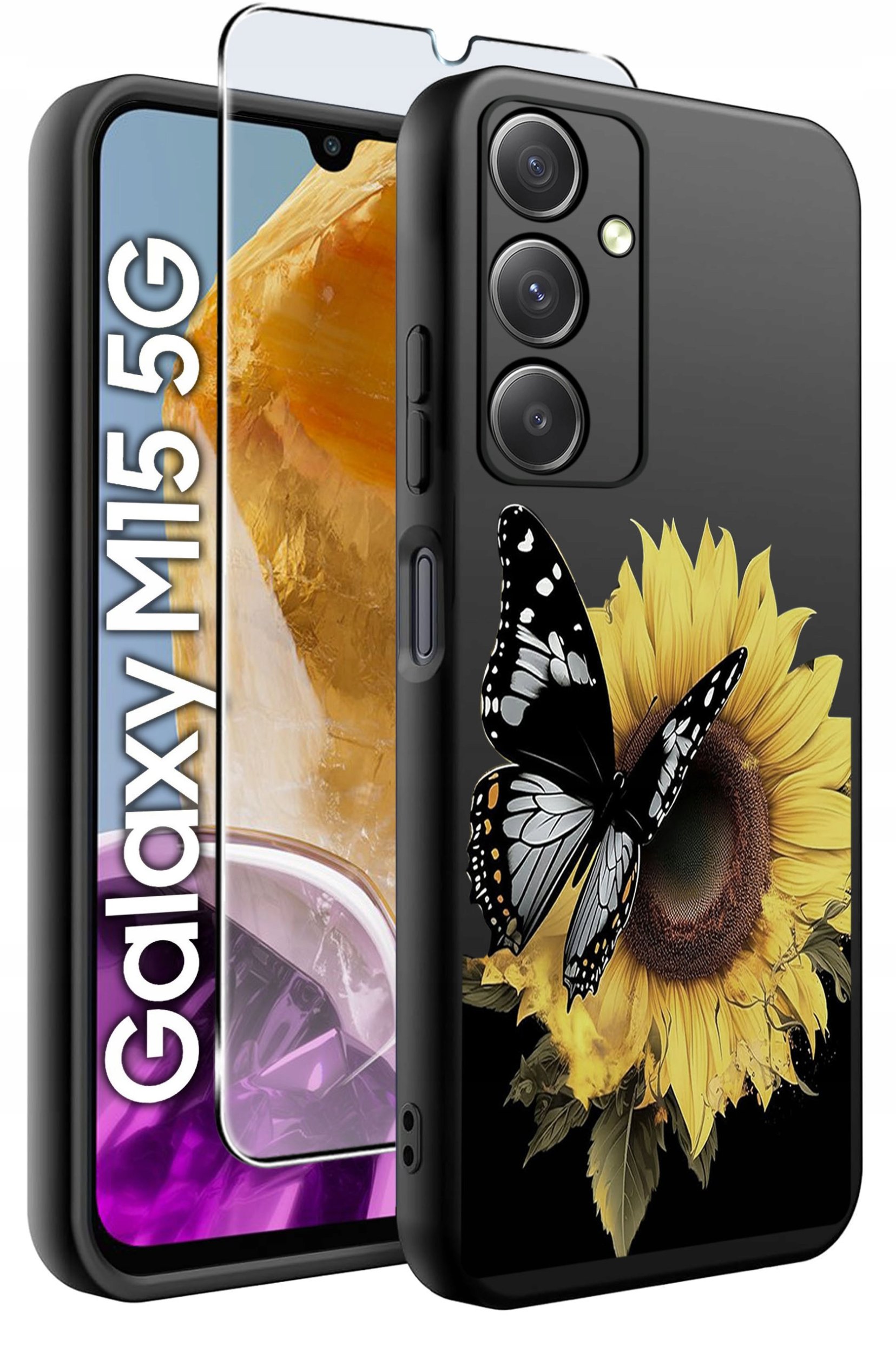 ETUI do Samsung M15 5G WZORY | SILIKONOWE MATT CASE + SZKŁO HARTOWANE 9H