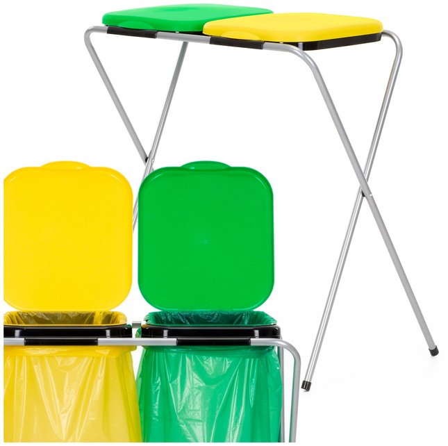 Stelaż na dwa worki do segregacji odpadów, stojak z pokrywami na śmieci UNIWERSALNY