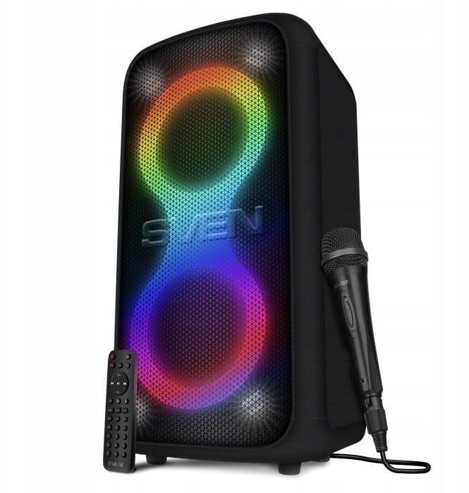 Głośnik Sven Głośnik PS-1000, czarny (180W, TWS, Bluetooth, FM, USB, wyświetlacz LED, 8000mA*h)