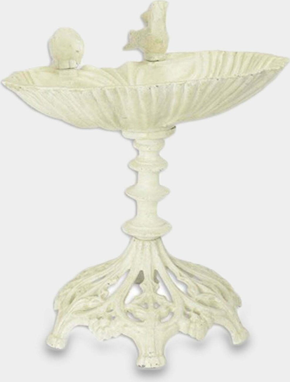 rzezbyzbrazu Żeliwne Poidełko dla Ptaków na Ażurowej Podstawie do Ogrodu Białe