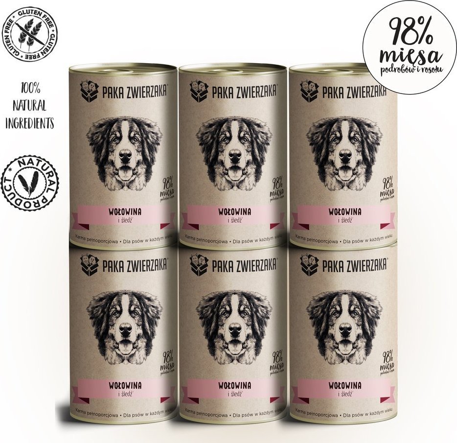 Paka Zwierzaka Paka Zwierzaka Wołowina i śledź 6x400g