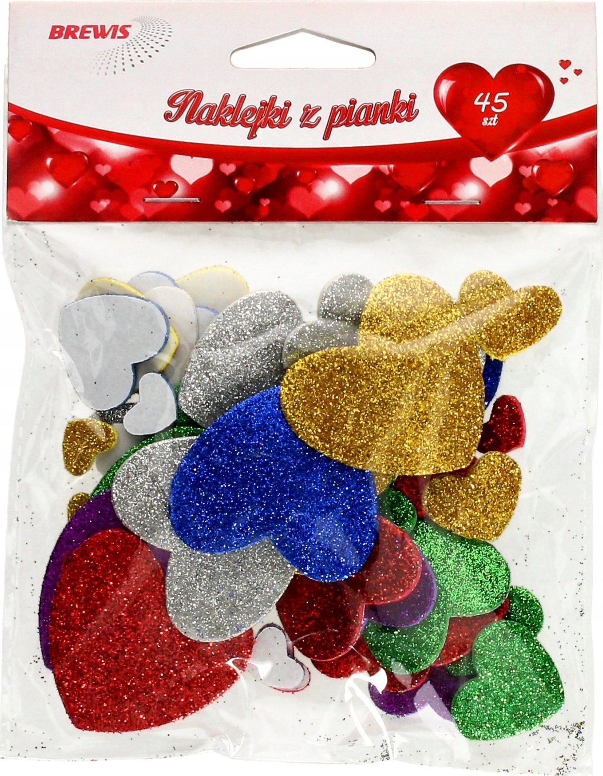 BREWIS Naklejki 3D serca 45szt