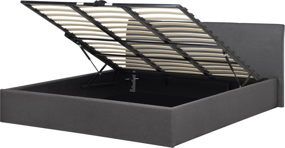 Beliani Łóżko z pojemnikiem tapicerowane 180 x 200 cm szare ORBEY