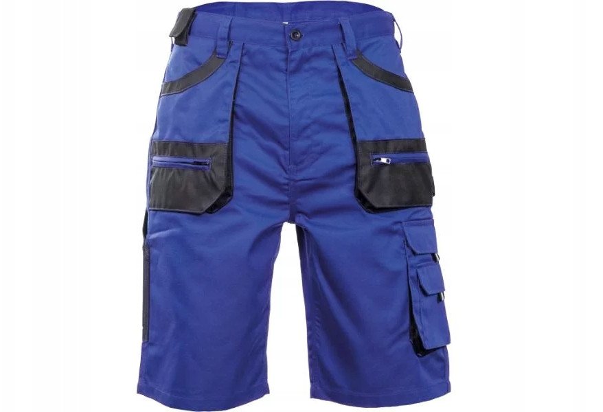 BE-01-009 - krótkie spodnie robocze, bawełna 20%, poliester 80% - royal/czarny 62