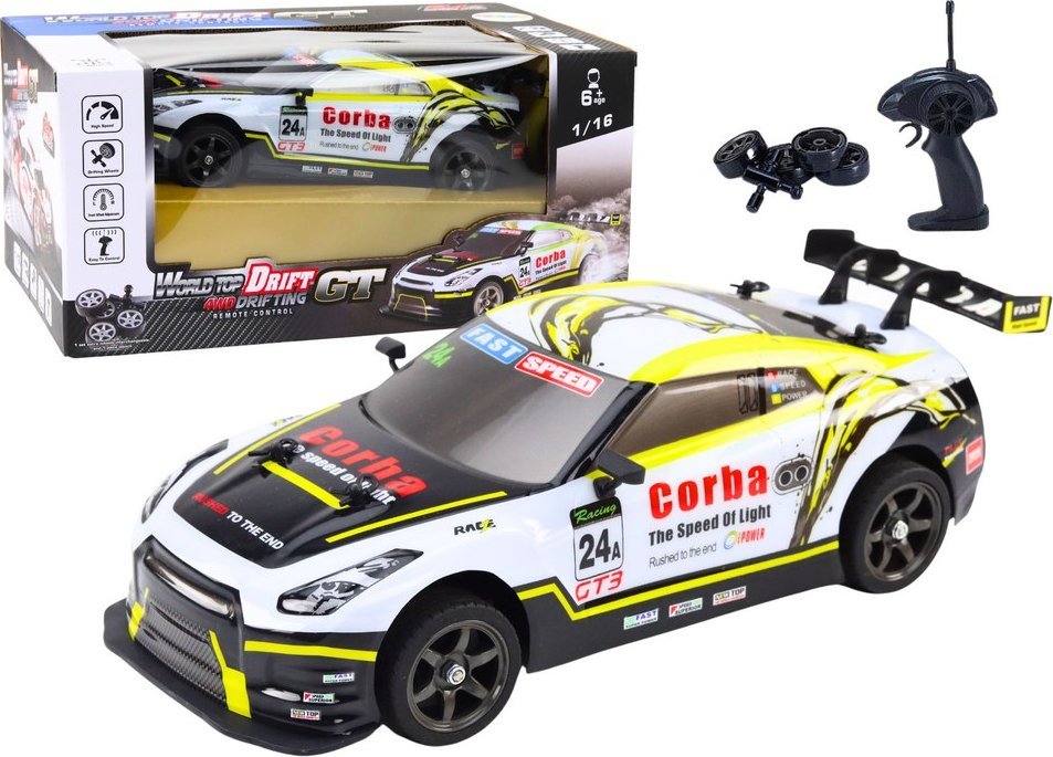 Auto Sportowe RC 1:16 Drift Wymienne Koła Biało-Żółte