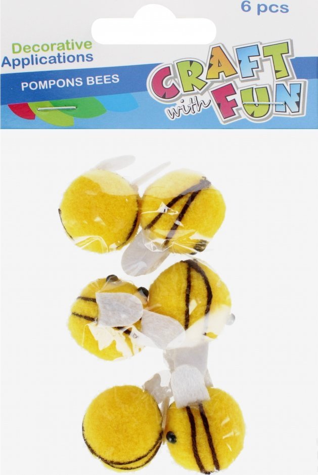 Craft with Fun OZDOBA DEK POMPON PSZCZOLKA 6SZT 3CM CF 12/144