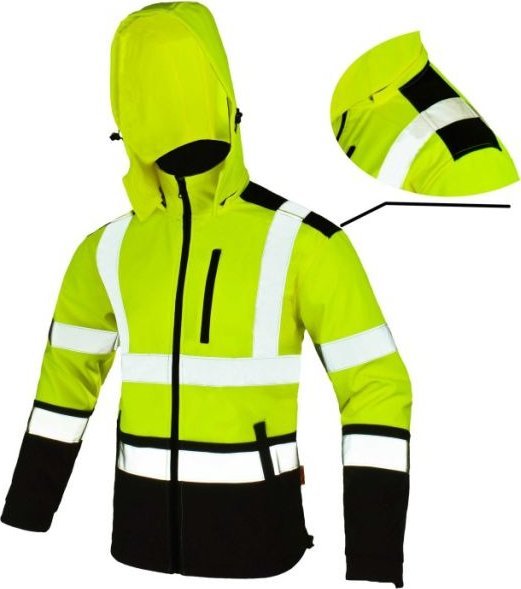 Art.Master SOFTREF kurtka softshell, odpinany kaptur, fluorescencyjna, pasy odblaskowe, 6 kieszeni 3XL