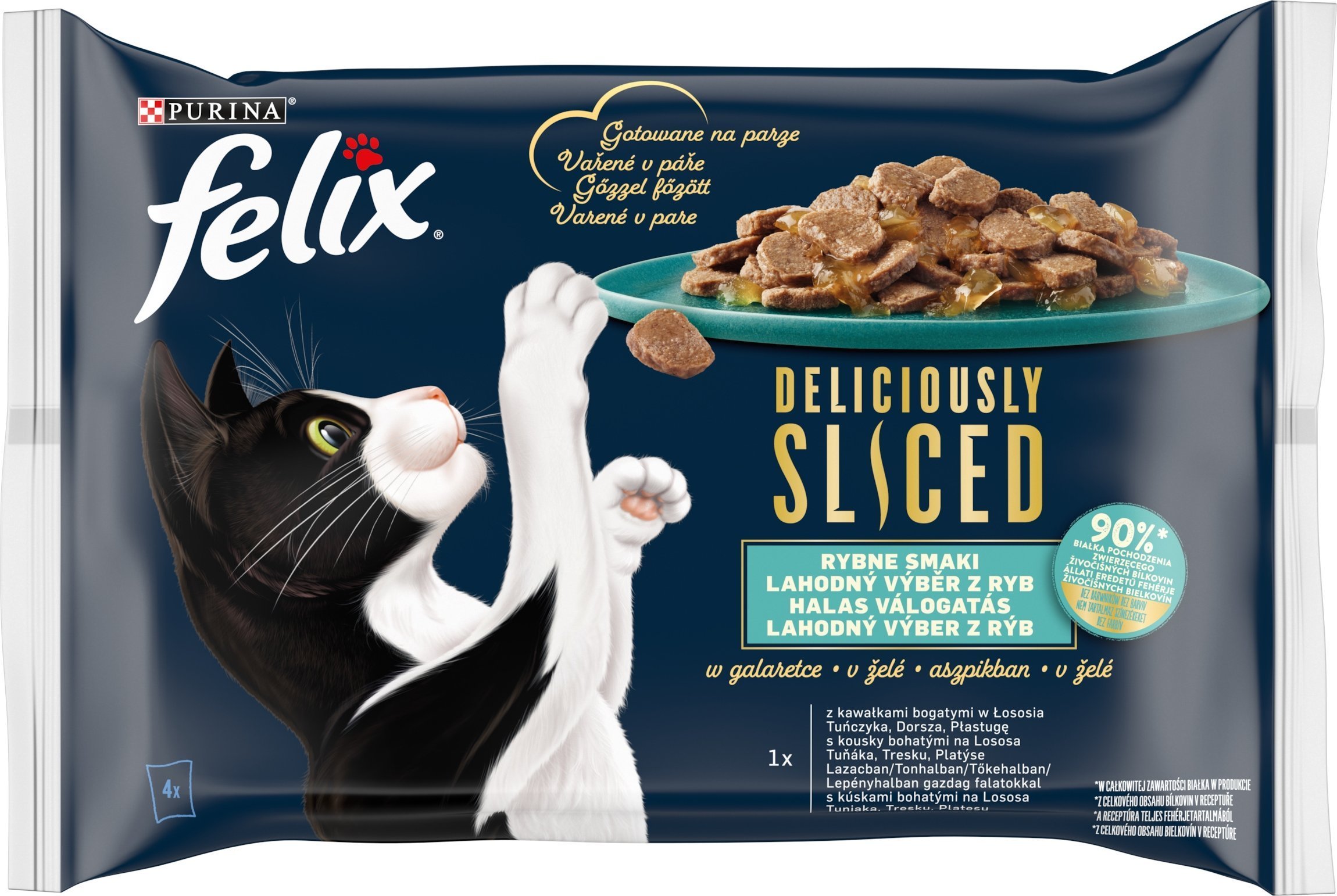 PURINA NESTLE FELIX Deliciously Sliced Rybne Smaki - mokra karma dla kota - 4x 80 g