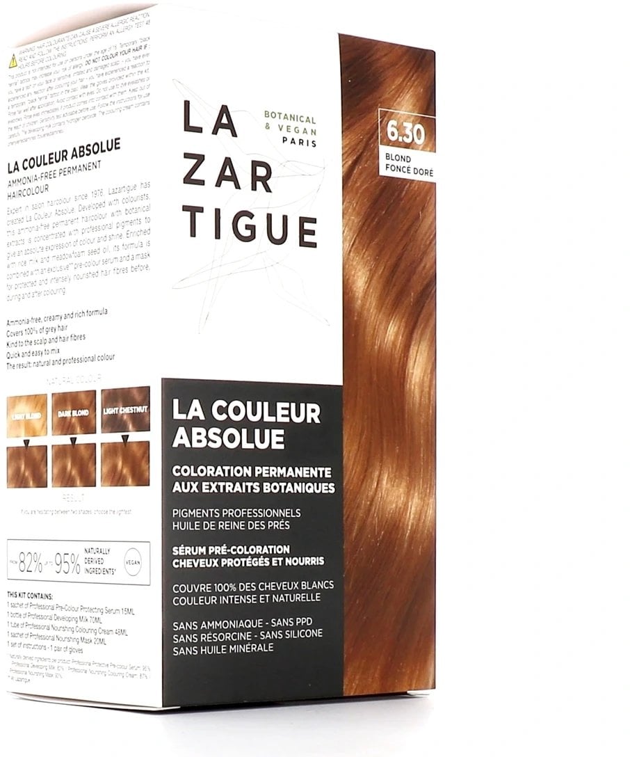 Lazartigue, La Couleur Absolue, Permanent Hair Dye, 6.30 Golden Dark Blond, 143 ml For Women