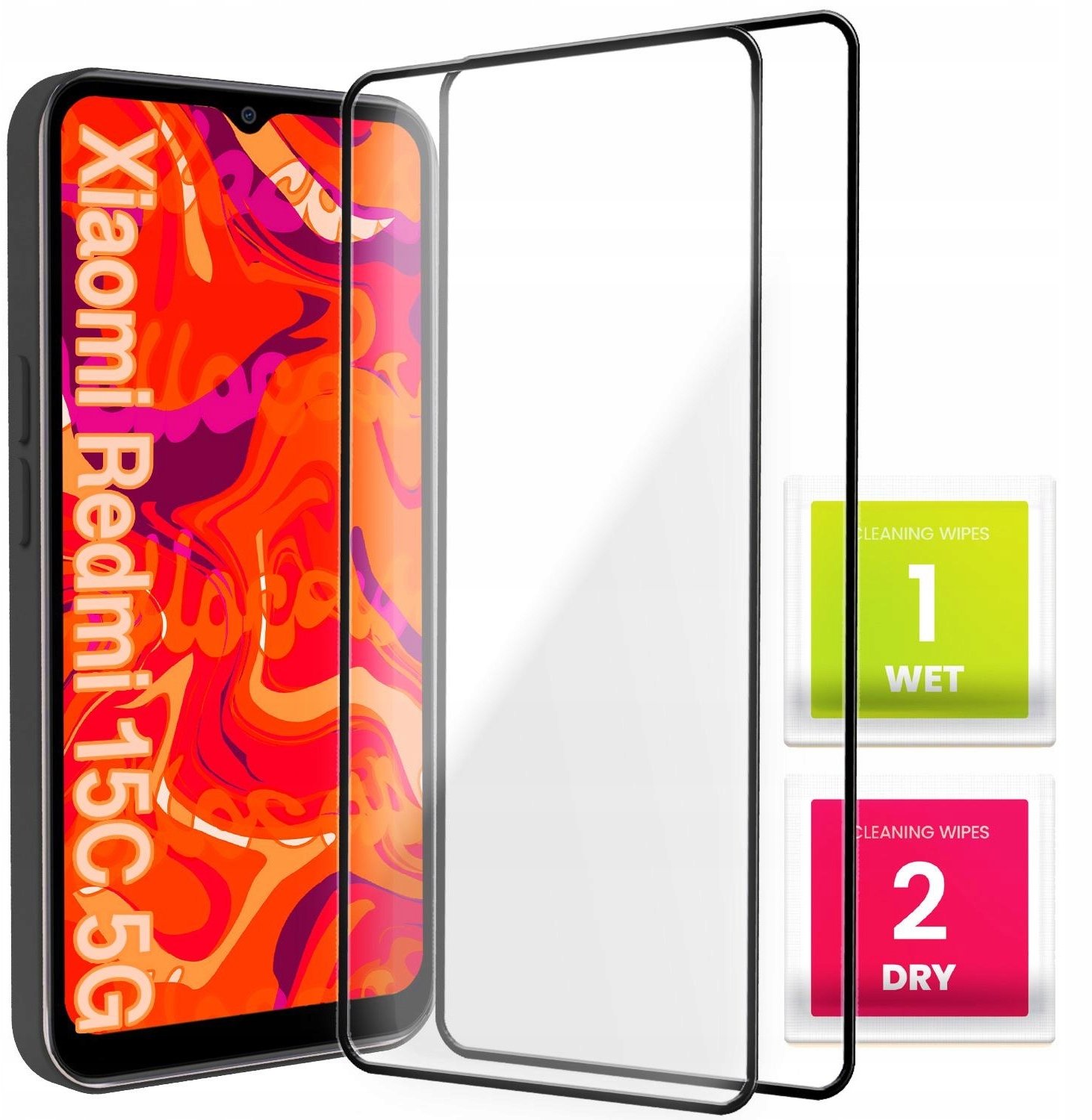 2-PAK Szkło Hartowane Do Xiaomi Redmi 15C 5G (Pełne, 5D, Szybka, 9H)