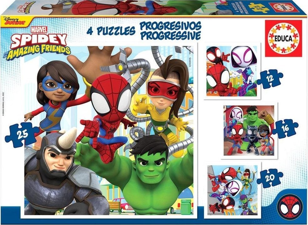 Educa Puzzle 12+16+20+25 Spidey i Super-Kumple G3