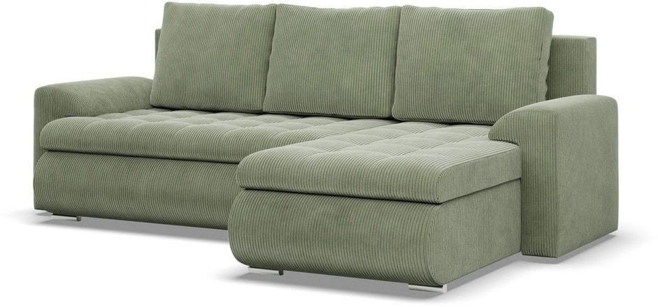 Narożnik rozkładany, prawy, Bosco, sztruks, 230x159x89 cm, oliwkowy | TYLETEGOTU