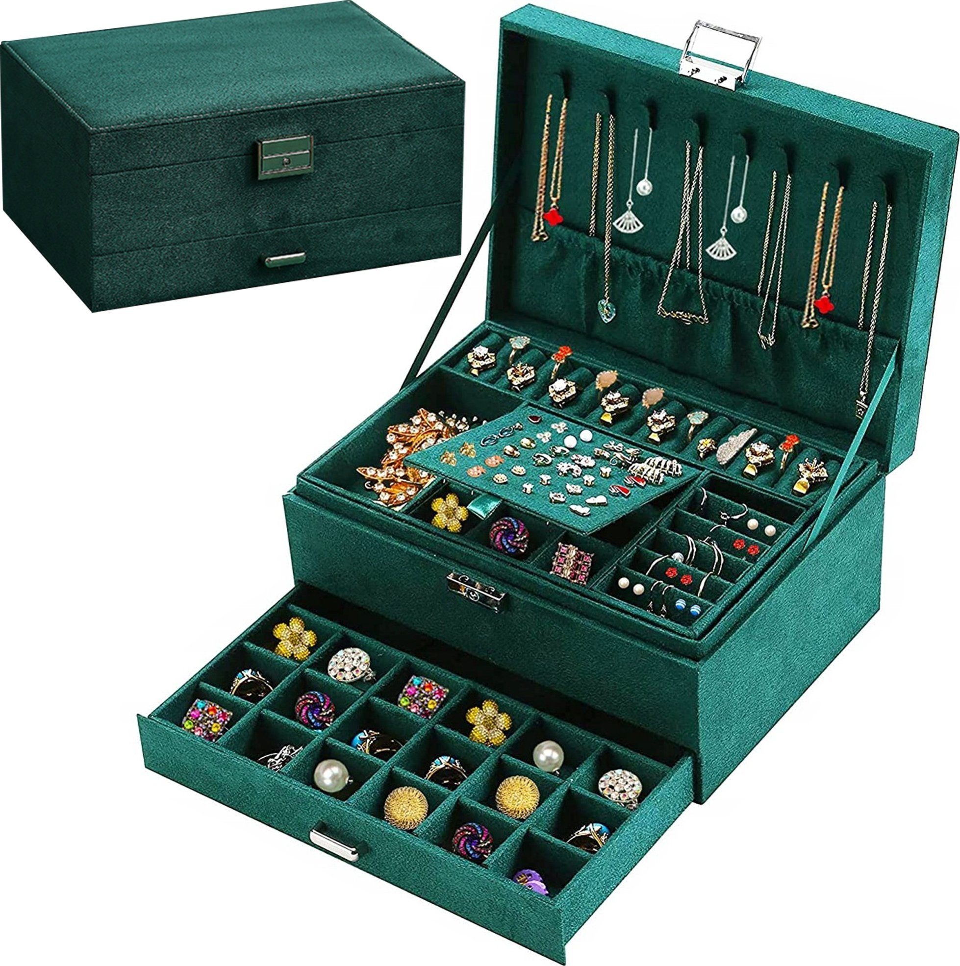 SZKATUŁKA NA BIŻUTERIĘ SZMARAGDOWA DRUGI WZÓR SB8