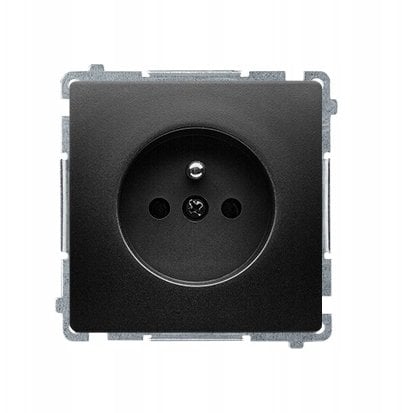 Simon Basic Gniazdo wtyczkowe z uziemieniem (moduł), z przesł. torów prądowych, 16A, 250V, zaciski śrubowe czarny BMGZ1Z.01/49