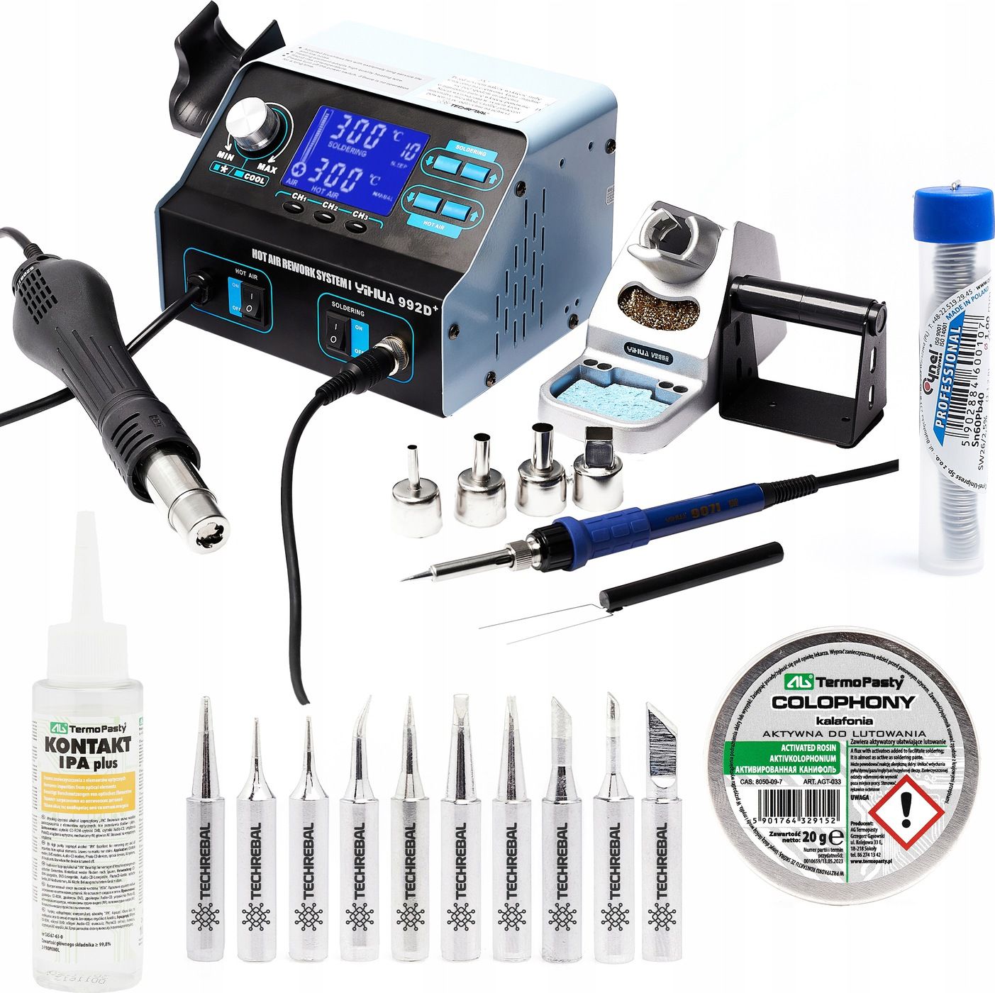 Techrebal Zestaw stacja lutownicza Yihua 992D+ Groty KIT10