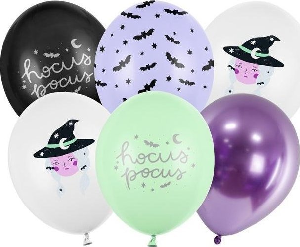Party Deco Balony 30 cm, Witch, mix:1op./6szt.