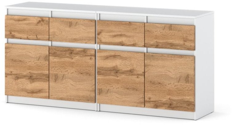 Komoda Skandynawska Nowoczesna 160cm Biała Dąb Wotan Szafka 4 Szuflady