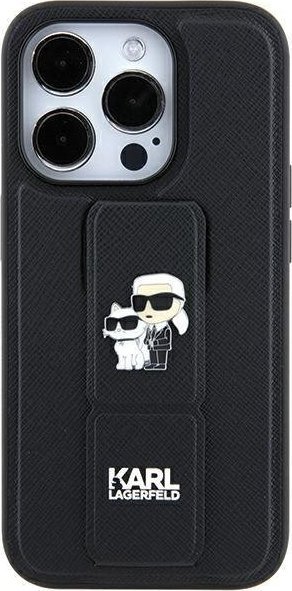Karl Lagerfeld KLHCN61GSAKCPK iPhone 11 / Xr 6.1" czarny/black hardcase Gripstand Saffiano Karl&Choupette Pins