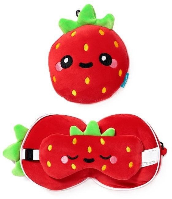 Poduszka podróżna i maska na oczy Strawberry