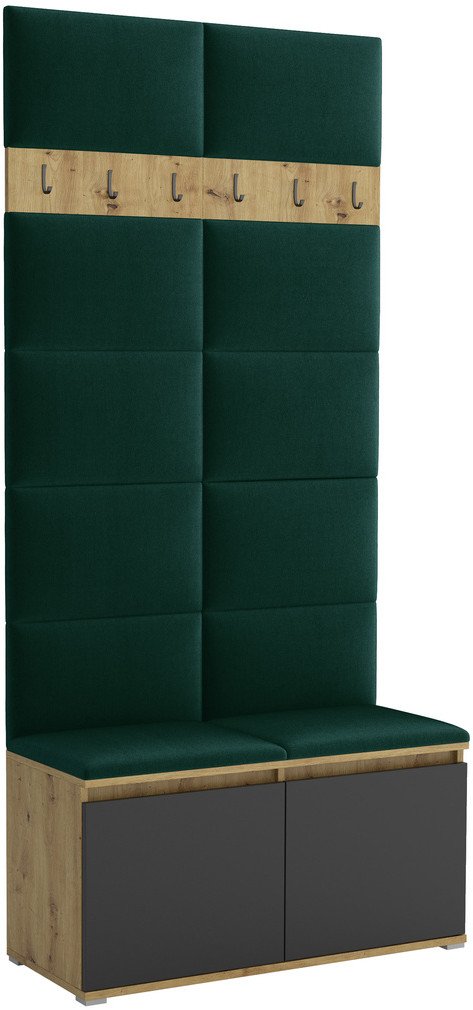 Tapicerowana garderoba Noris I - kolor artisan z czarnym frontem + tkanina Trinity 28