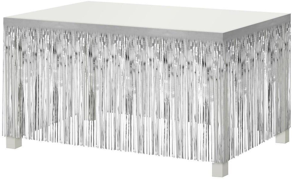Dekoracja na brzeg stołu srebrna 80x300cm