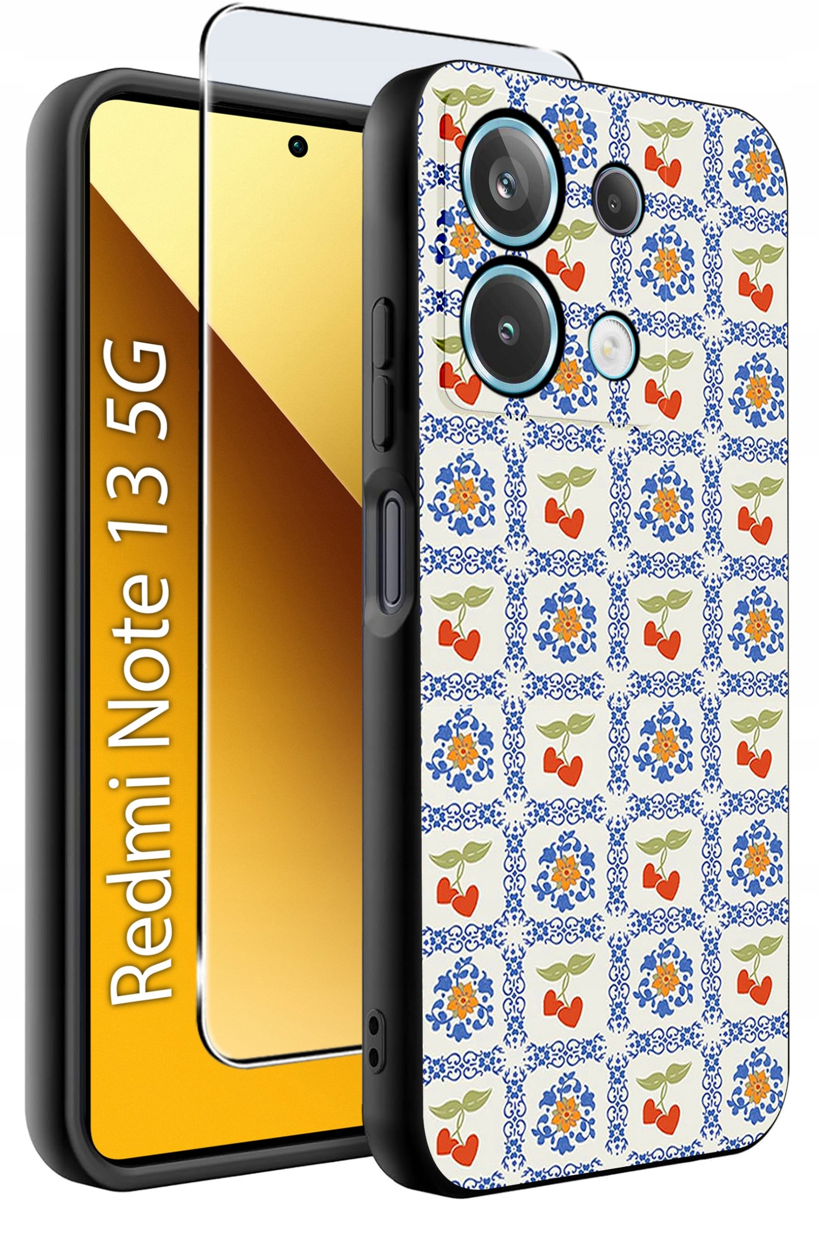 ETUI do Xiaomi Redmi Note 13 5G WZORY |SILIKONOWE MATT CASE +SZKŁO 9H