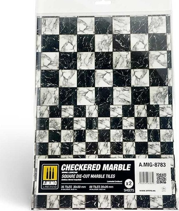Vallejo Ammo: Checkered Marble - Square Die-Cut Marble Tiles (2)
