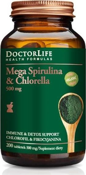 Doctor Life DOCTOR LIFE_Mega Spirulina Chlorella 500mg suplement diety 200 tabletek
