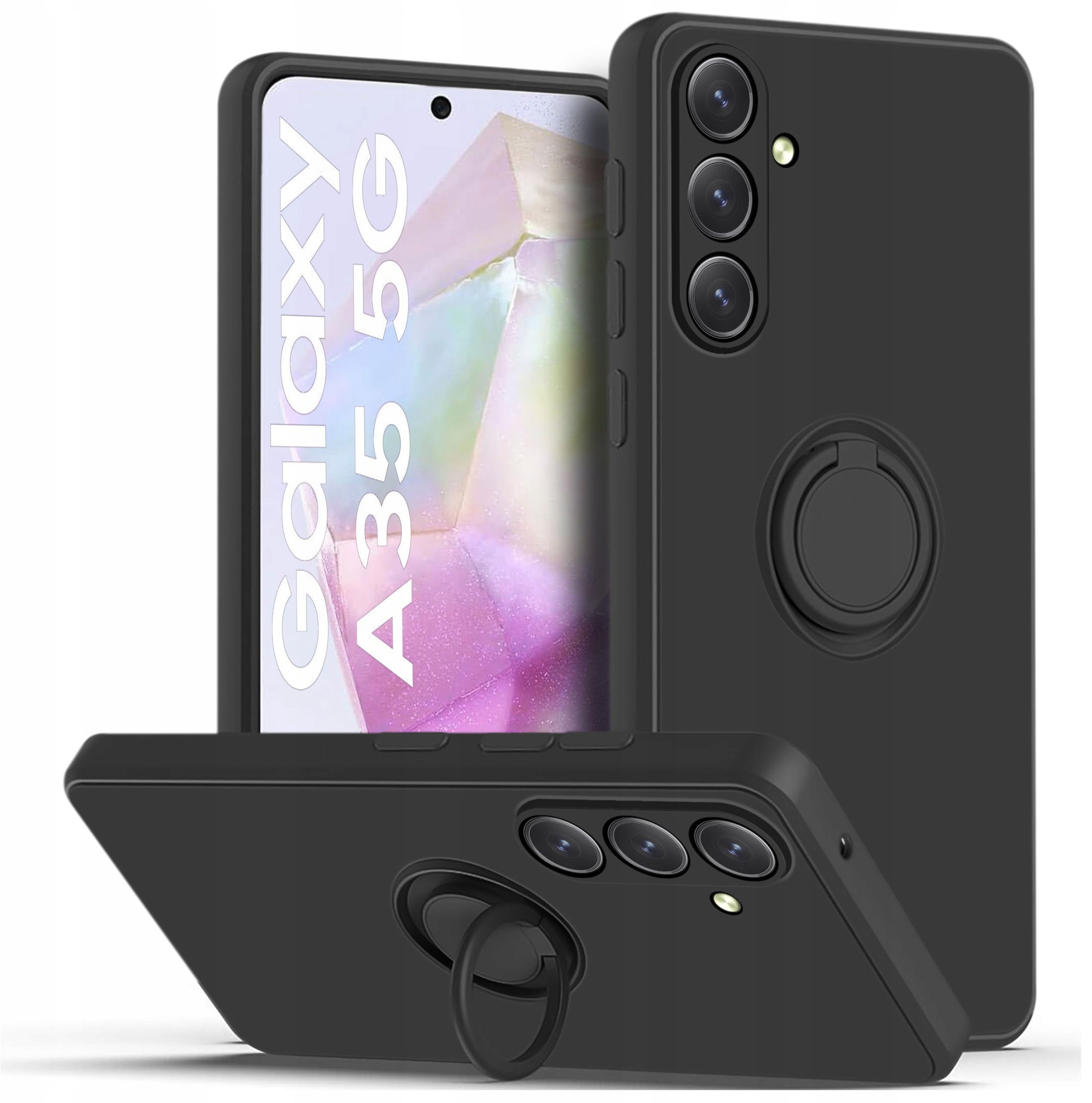 Etui do Samsung Galaxy A35 5G Silicone Ring CASE PLECKI + SZKŁO OCHRONNE 9H