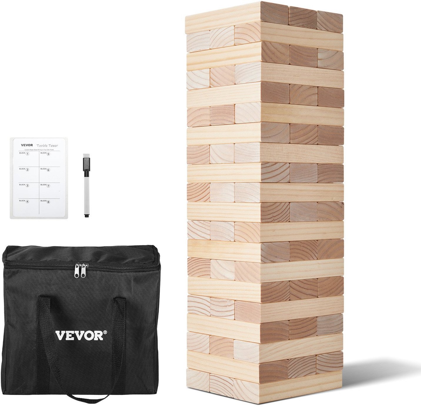 Gra w Wieżę z Drewnianych Klocków Domino 60 Elementów 600 mm