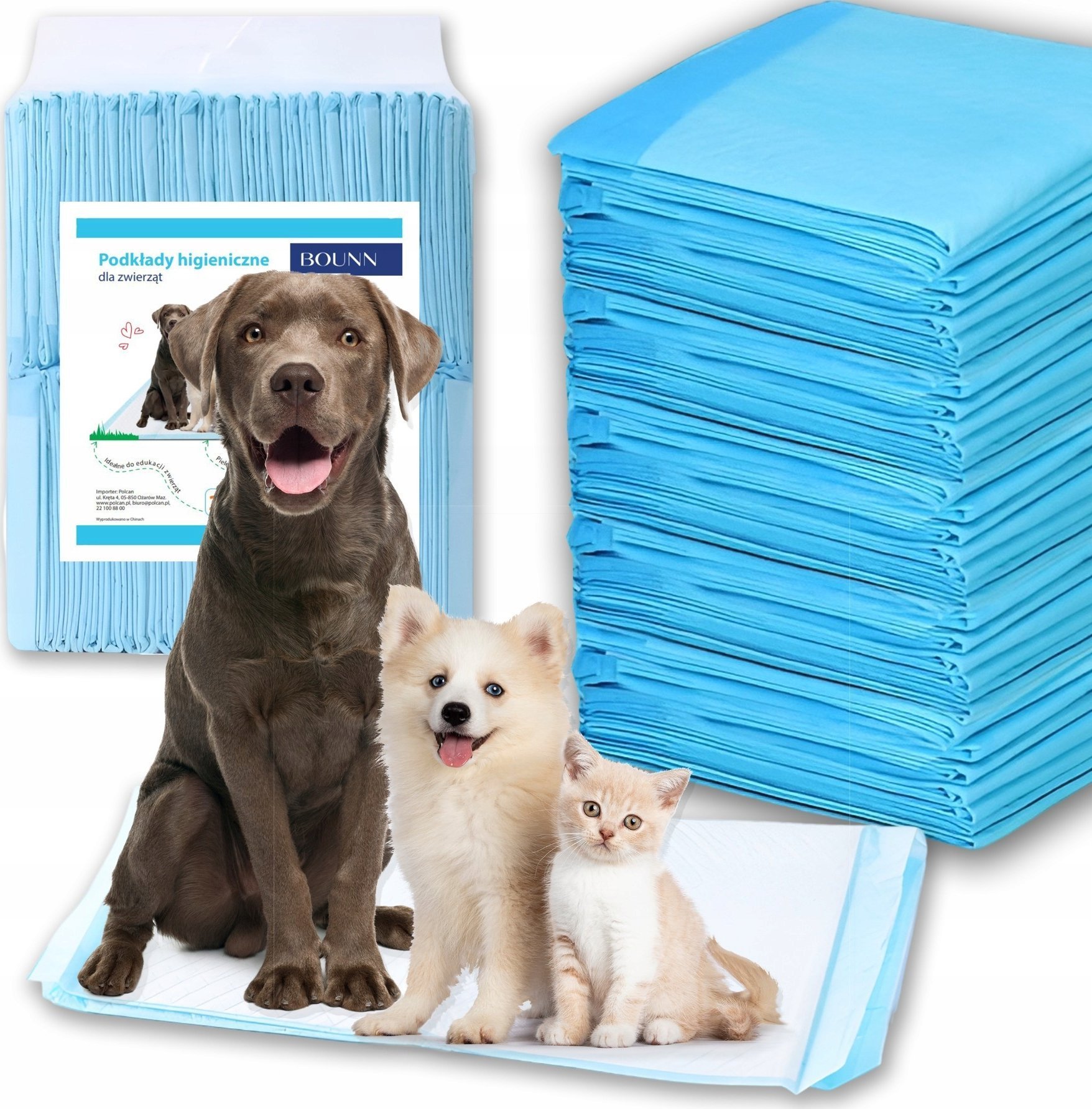 Bounn PodkÅad higieniczny dla zwierzÄt 60x90 cm chÅonnoÅÄ do 600 ml | 50 sztuk