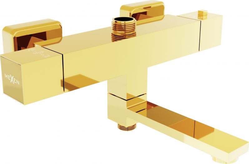 Bateria wannowa Mexen Cube ścienne złoty