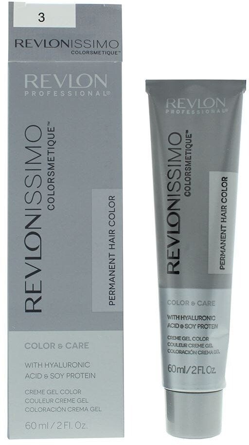 Revlon Revlonissimo Colorsmetique Hyaluronic Permanent Hair Dye 3 Ciemny Brąz, 60 ml Unisex