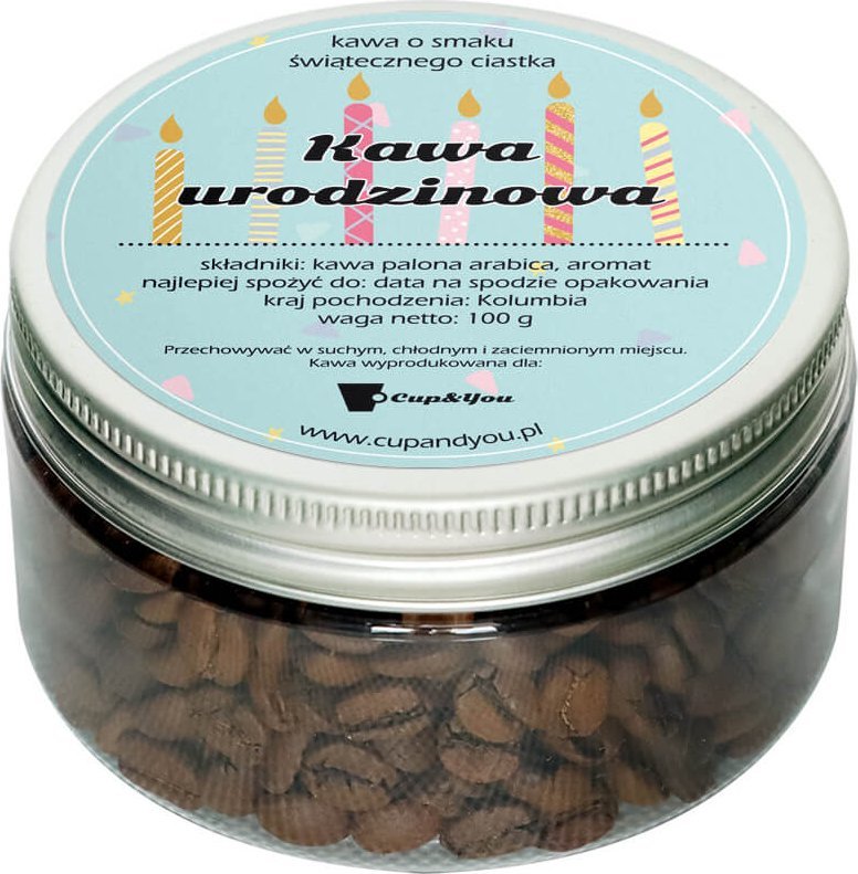 Cup&You Wysokogatunkowa Kawa aromatyzowana o smaku świątecznego ciastka, spakowana w eleganckie pudełko - 100g ziaren 100% Arabica