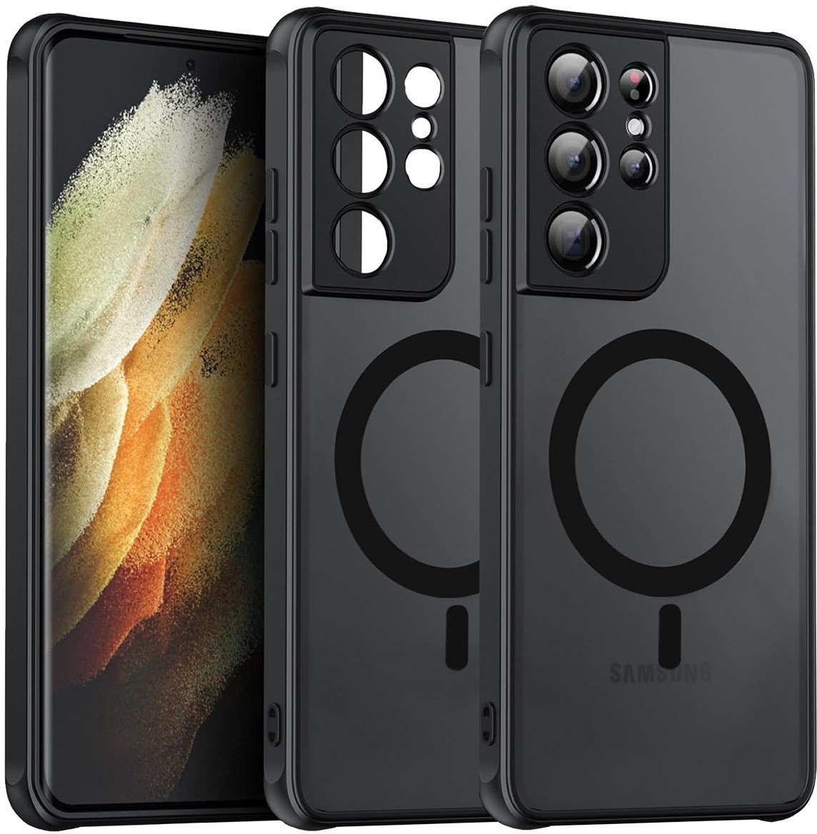 Etui Supero Magsafe do Samsung Galaxy S21 Ultra, magnetyczne, półprzezroczyste, czarne