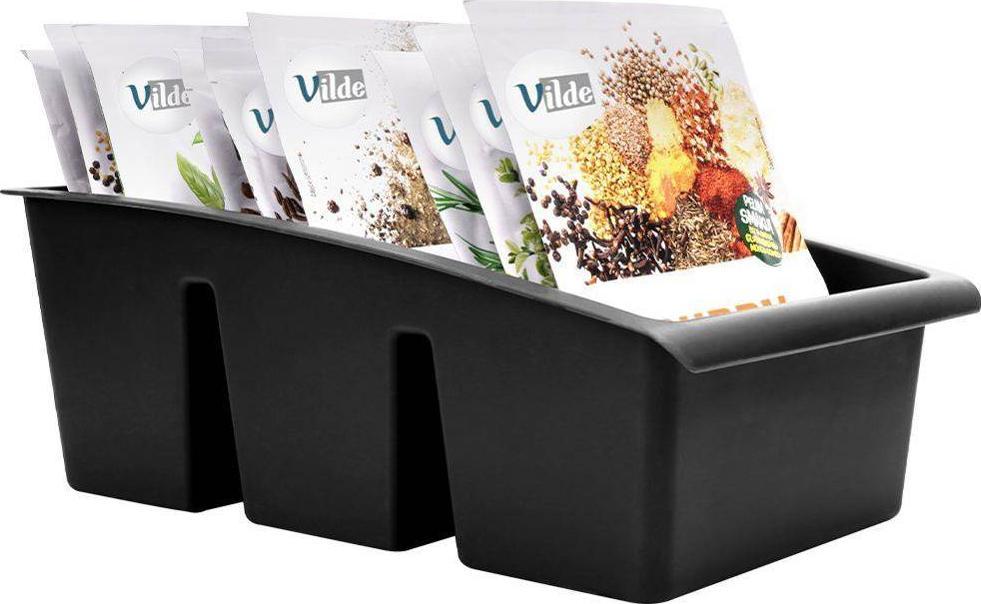 Vilde Organizer pojemnik kuchenny na przyprawy w torebkach zioła torebki dzielony czarny