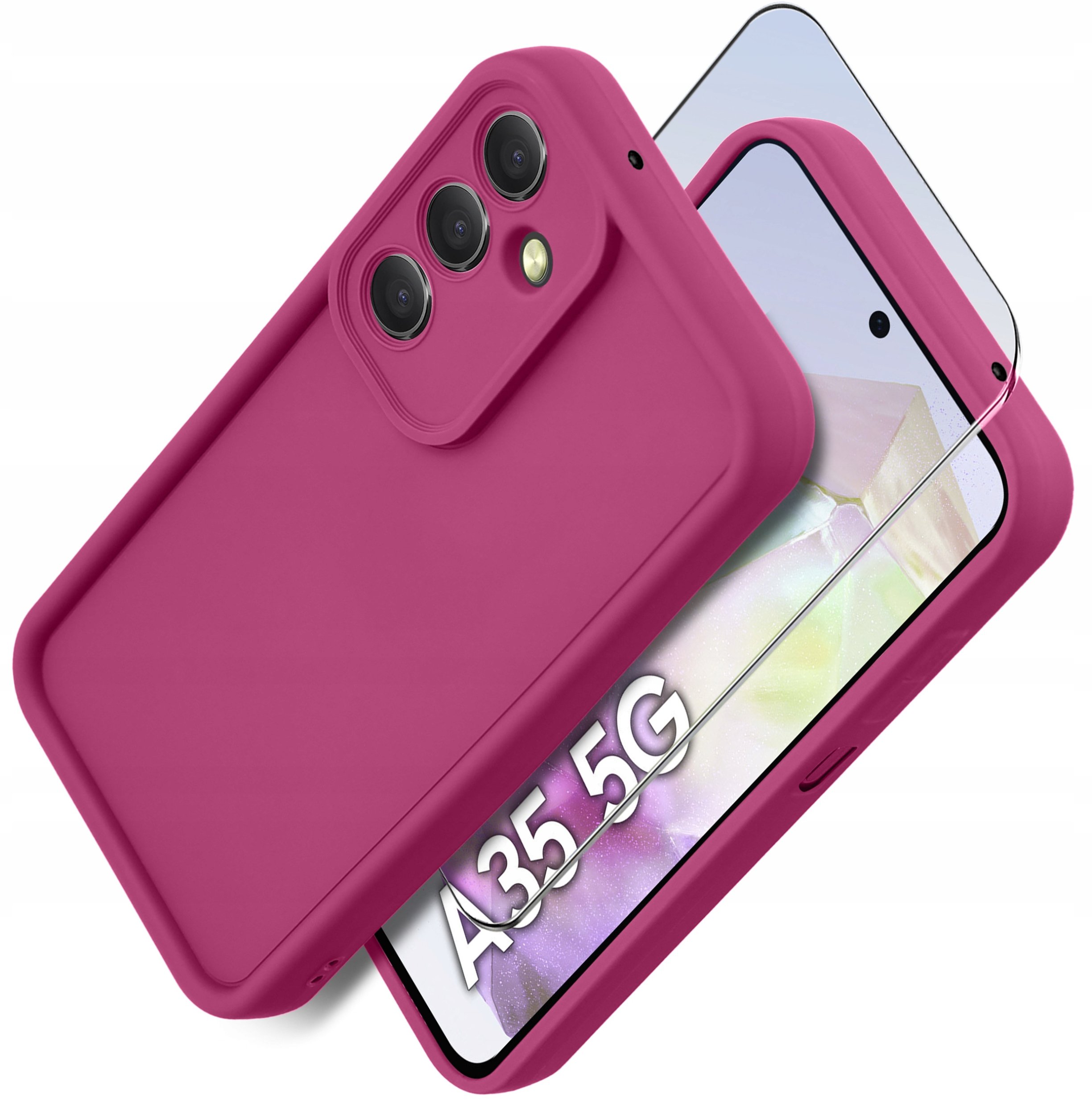 Etui do Samsung A35 5G silikonowe MATOWE + Szkło ochronne na ekran 9H