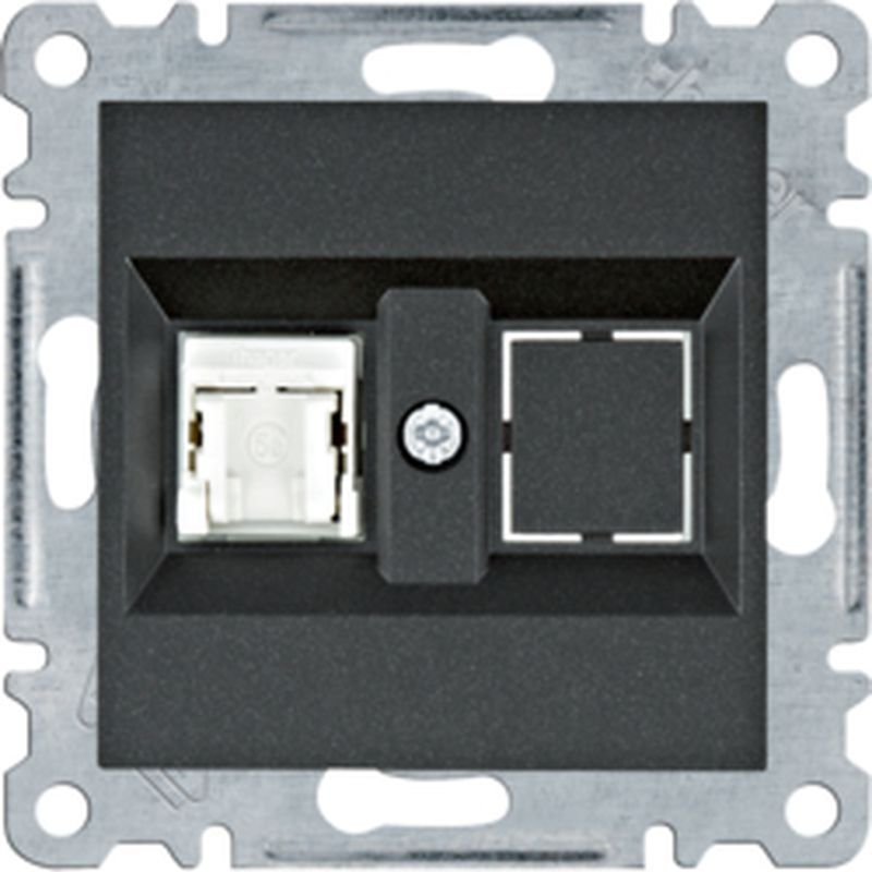 Hager Lumina Gniazdo komputerowe pojedyncze RJ45 kat.5e UTP czarne WL2113