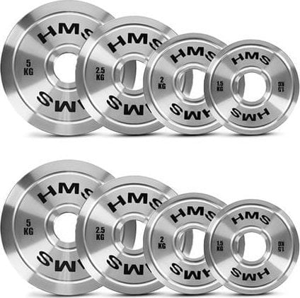 TOS ZESTAW TALERZY OLIMPIJSKICH STALOWYCH KALIBROWANYCH 2 x 1.5 - 5.0 KG (22 KG) HMS