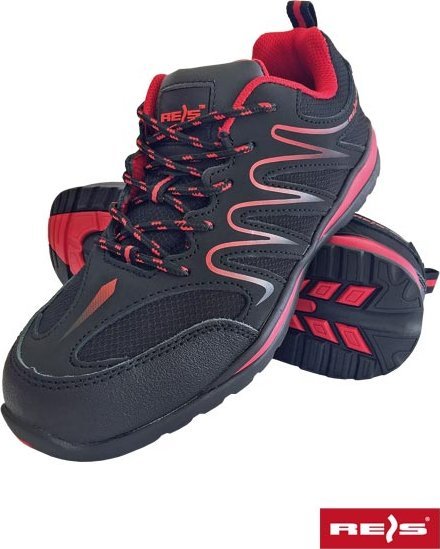 R.E.I.S. BRECUADOR-OB FO SRA - obuwie ochronne skóra nubuck połączonej z siateczką - czarno-czerwony 38