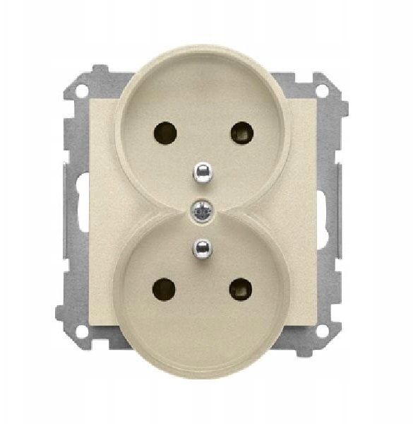 Kontakt-Simon podwójne gniazdo wtyczkowe z uziemieniem i przesłonami moduł 16 A 250 V~, szybkozłącza Szampański mat TGZ2MCZ.01/144