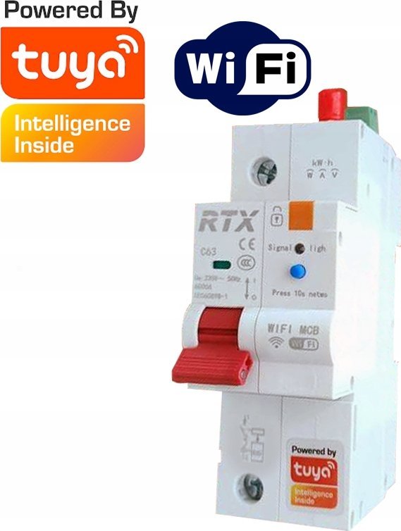 RTX Bezpiecznik 1x 63A WiFi Tuya # Pomiar Energii