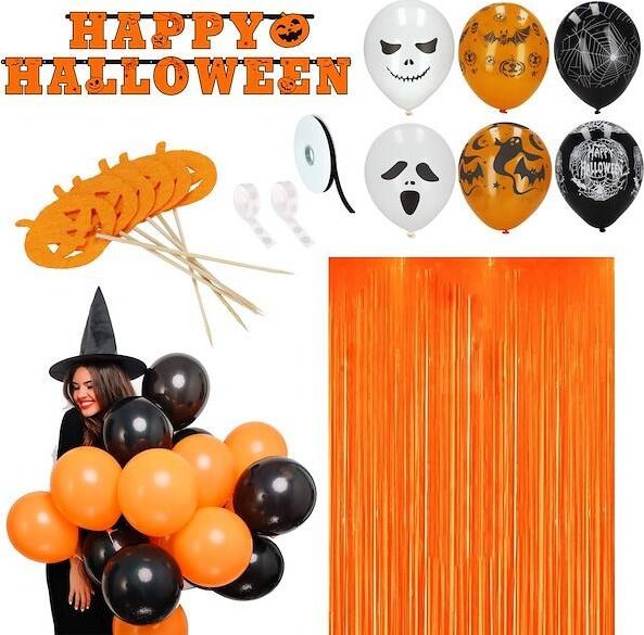 Springos Dekoracje na Halloween zestaw balony girlanda kurtyna ozdoby na Halloween UNIWERSALNY